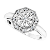 Sterling Silver .05 CTW Natural Diamond Filigree Ring