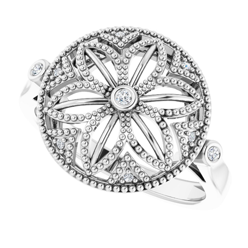 Sterling Silver .05 CTW Natural Diamond Ring Size 7