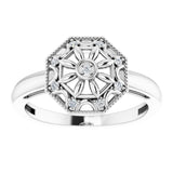 Sterling Silver .05 CTW Natural Diamond Filigree Ring