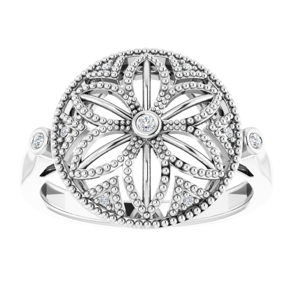 Sterling Silver .05 CTW Natural Diamond Ring Size 7