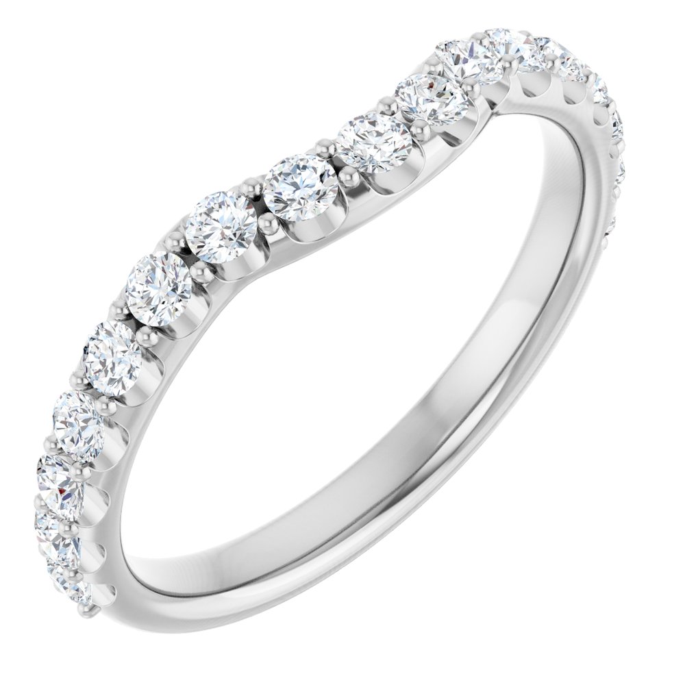 14K White Gold 1/2 CTW Natural Diamond Contour Band