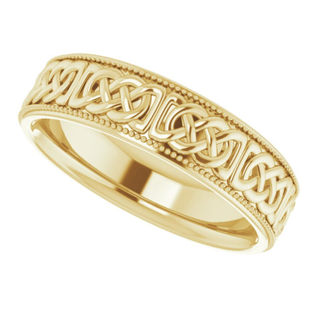 14K Yellow Gold 6 mm Celtic-Inspired Band Size 10