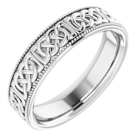 14K White 6 mm Celtic-Inspired Band Size 10
