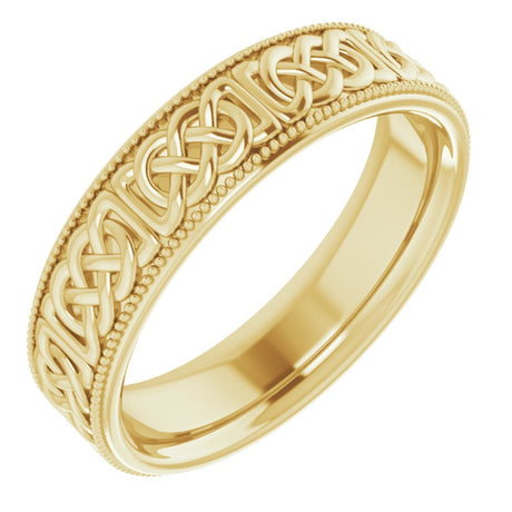 14K Yellow Gold 6 mm Celtic-Inspired Band Size 10