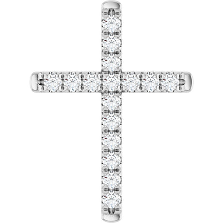 14K White 1/2 CTW Natural Diamond French-Set Cross Pendant