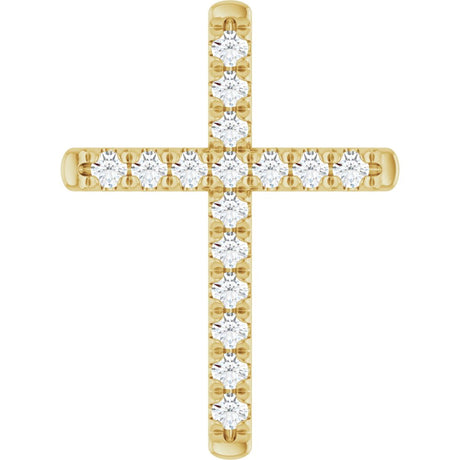 14K Yellow 1/2 CTW Natural Diamond French-Set Cross Pendant