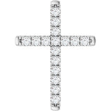 14K White 1/2 CTW Natural Diamond French-Set Cross Pendant