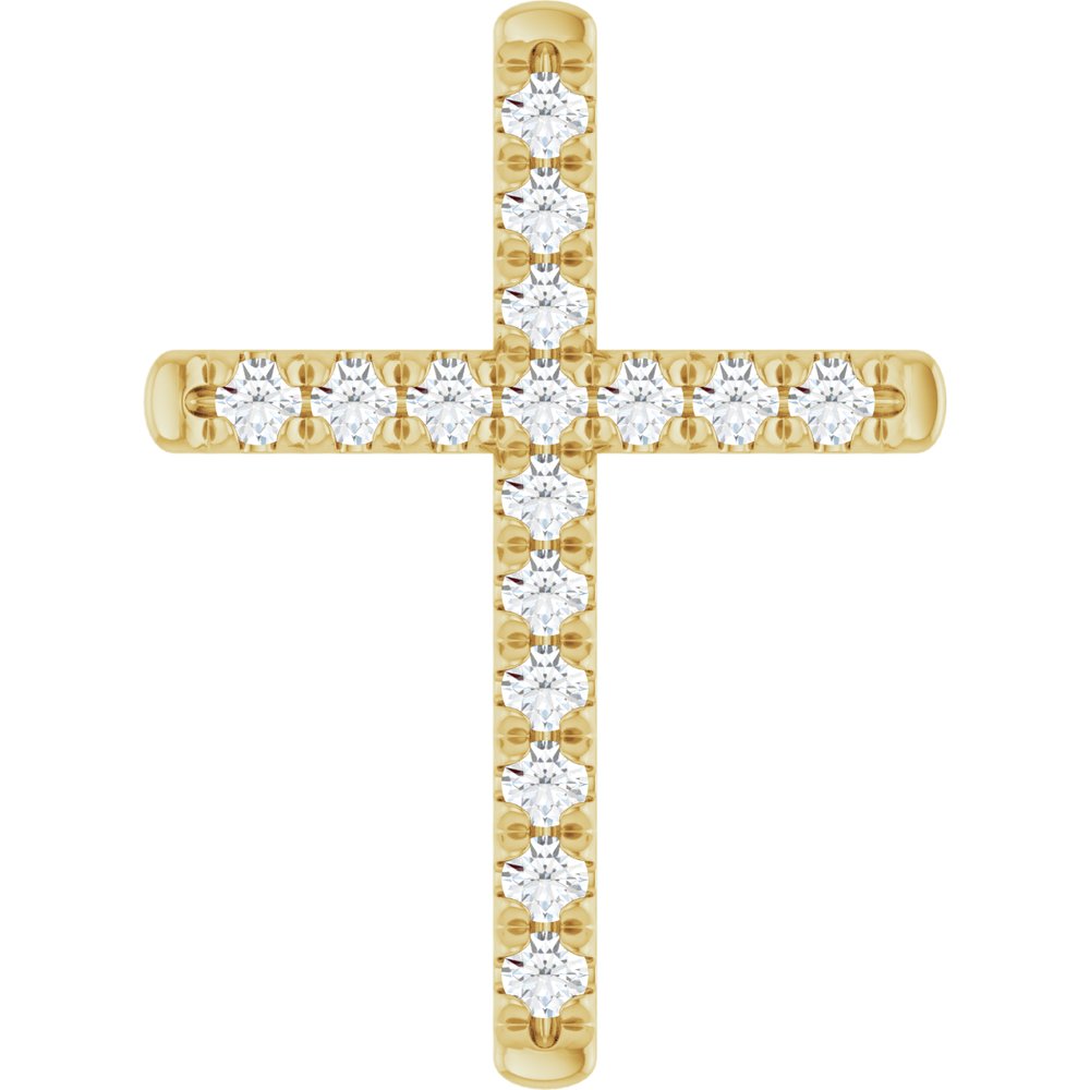 14K Yellow 1/2 CTW Natural Diamond French-Set Cross Pendant