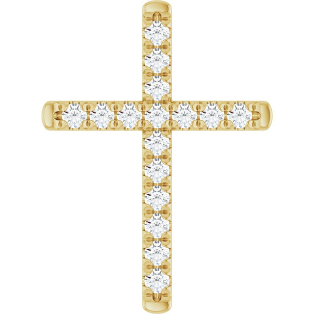 14K Yellow 1/2 CTW Natural Diamond French-Set Cross Pendant