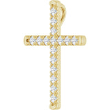 14K Yellow 1/2 CTW Natural Diamond French-Set Cross Pendant