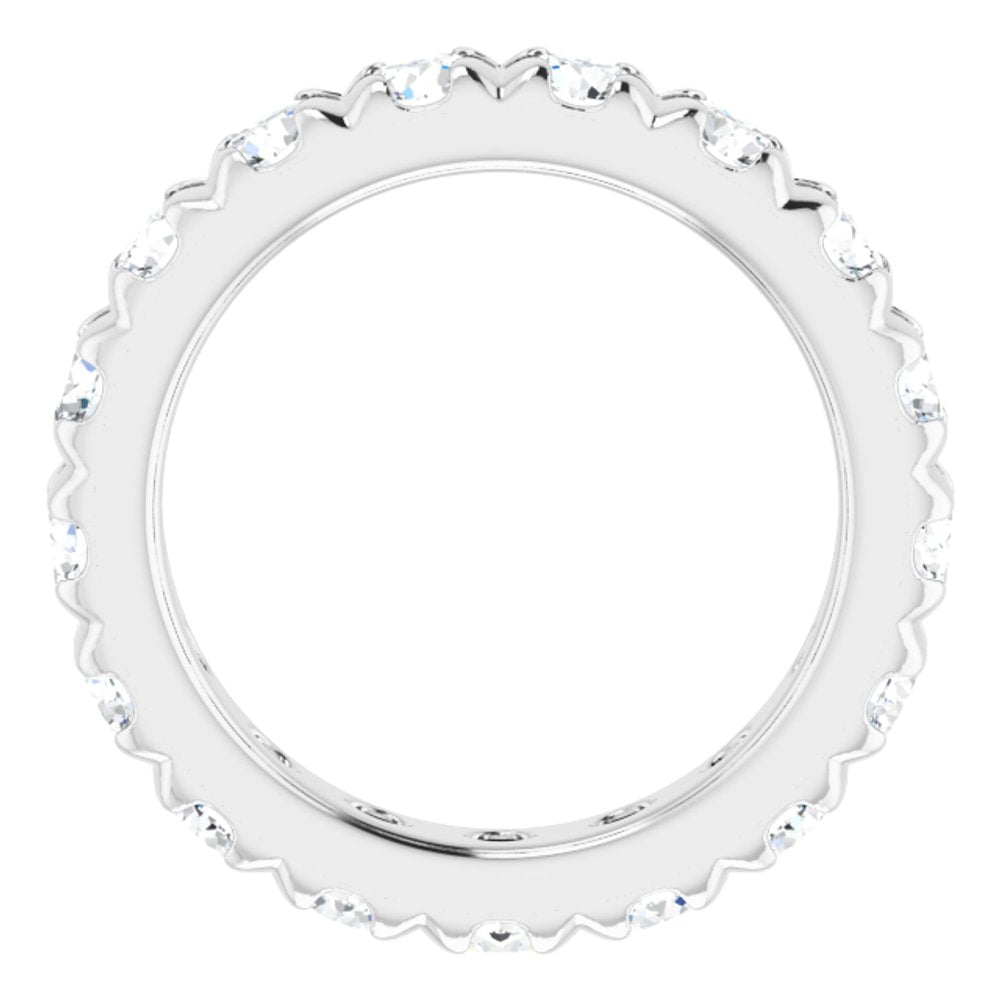 14K White Gold 2 1/2 CTW Natural Diamond French Set Eternity Band Size 5.25