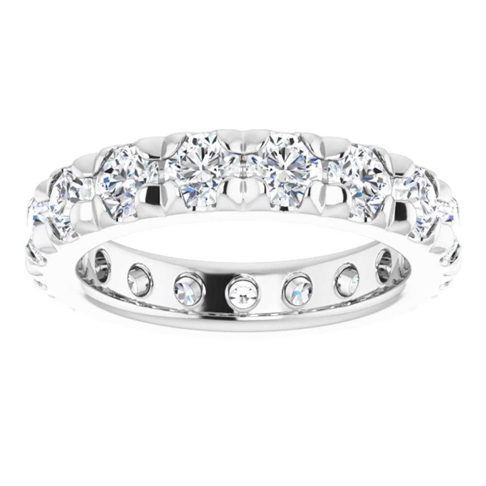 14K White Gold 2 1/2 CTW Natural Diamond French Set Eternity Band Size 5.25