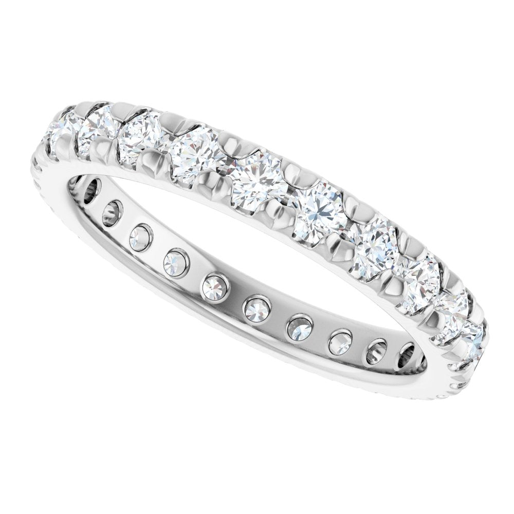 14K White 1 3/8 CTW Natural Diamond French-Set Eternity Band