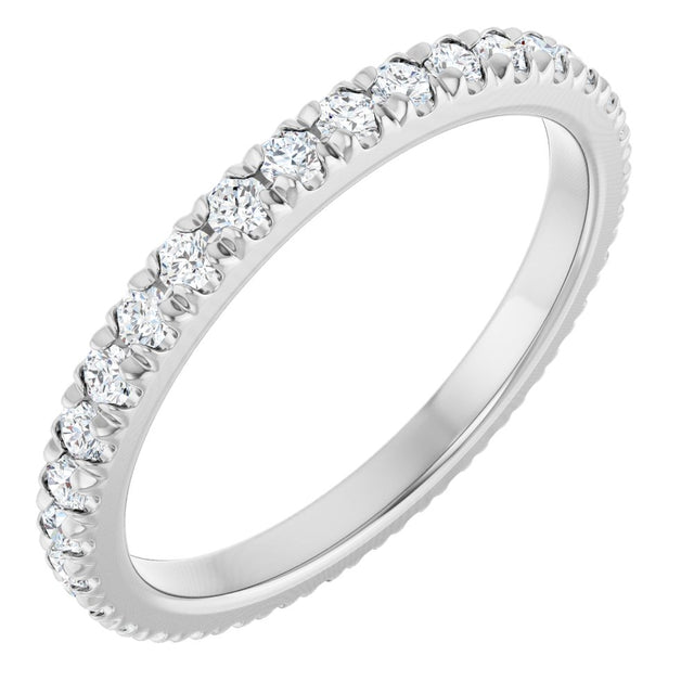 14K White 1/2 CTW Natural Diamond French-Set Eternity Band Size 7