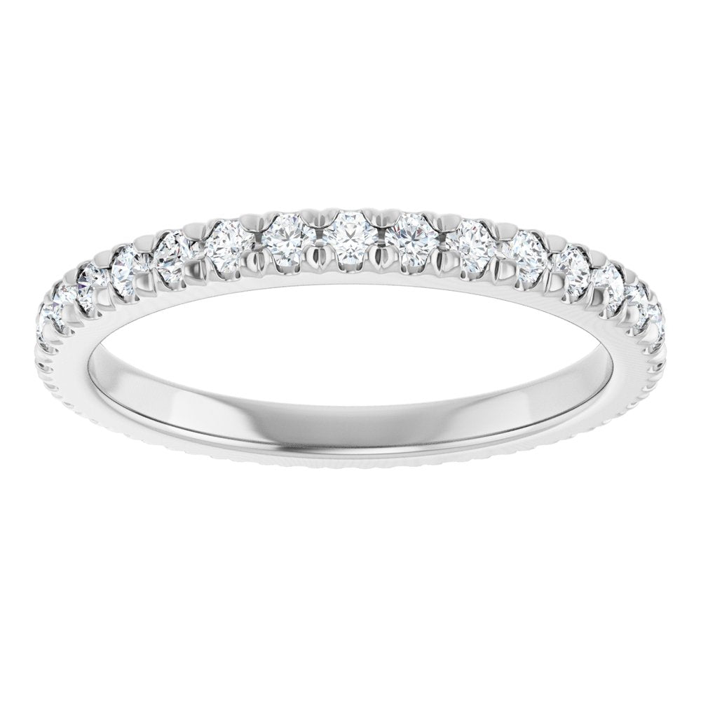 14K White 1/2 CTW Natural Diamond French-Set Eternity Band Size 7