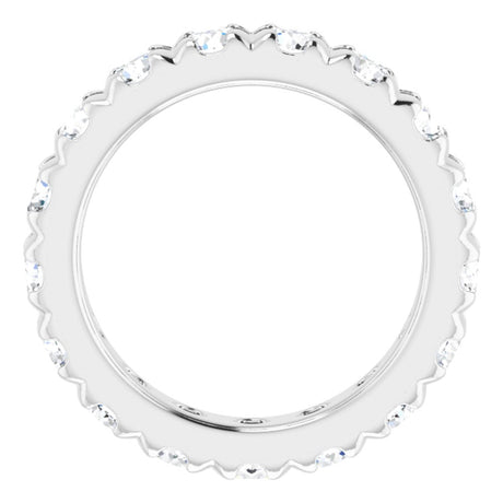 14K White Gold 2 1/2 CTW Natural Diamond French Set Eternity Band Size 5.5