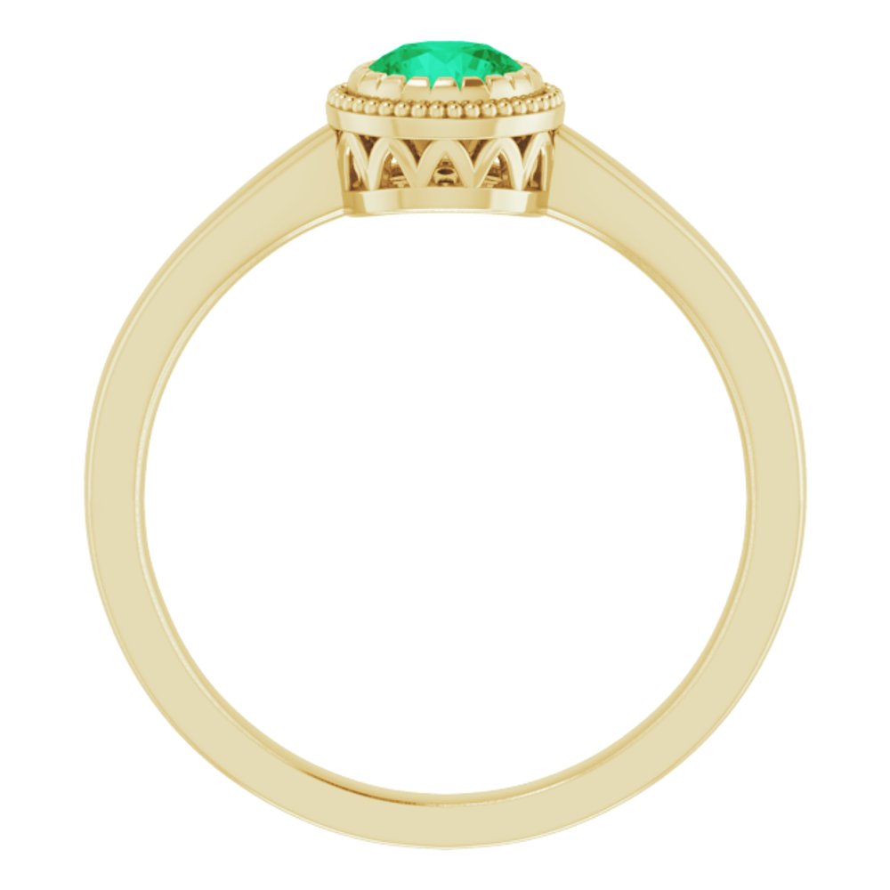 14K Yellow Natural Emerald Ring