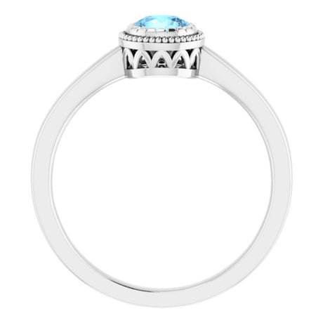 14K White Gold Natural Aquamarine Ring
