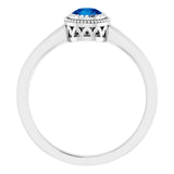 14K White Gold Natural Blue Sapphire Ring
