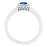14K White Natural Blue Sapphire Ring