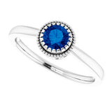 14K White Gold Natural Blue Sapphire Ring