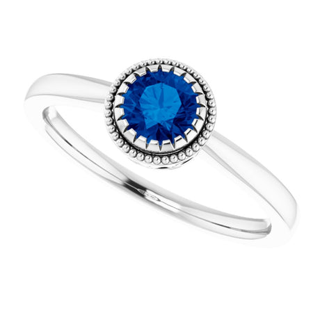 14K White Gold Natural Blue Sapphire Ring