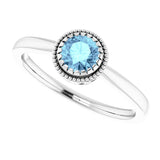 14K White Natural Aquamarine Ring
