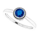 14K White Natural Blue Sapphire Ring