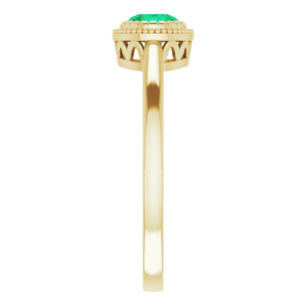 14K Yellow Natural Emerald Ring