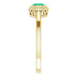 14K Yellow Natural Emerald Ring