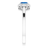 14K White Natural Blue Sapphire Ring