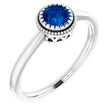 14K White Gold Natural Blue Sapphire Ring
