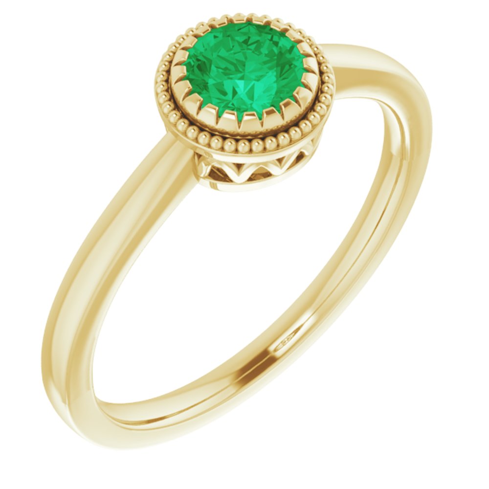 14K Yellow Natural Emerald Ring
