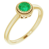 14K Yellow Natural Emerald Ring