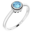 14K White Gold Natural Aquamarine Ring