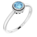 14K White Gold Natural Aquamarine Ring