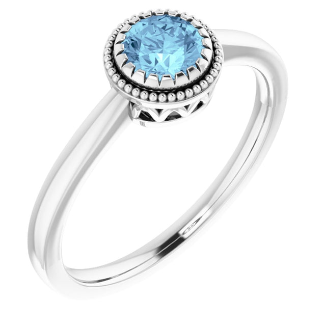 14K White Gold Natural Aquamarine Ring