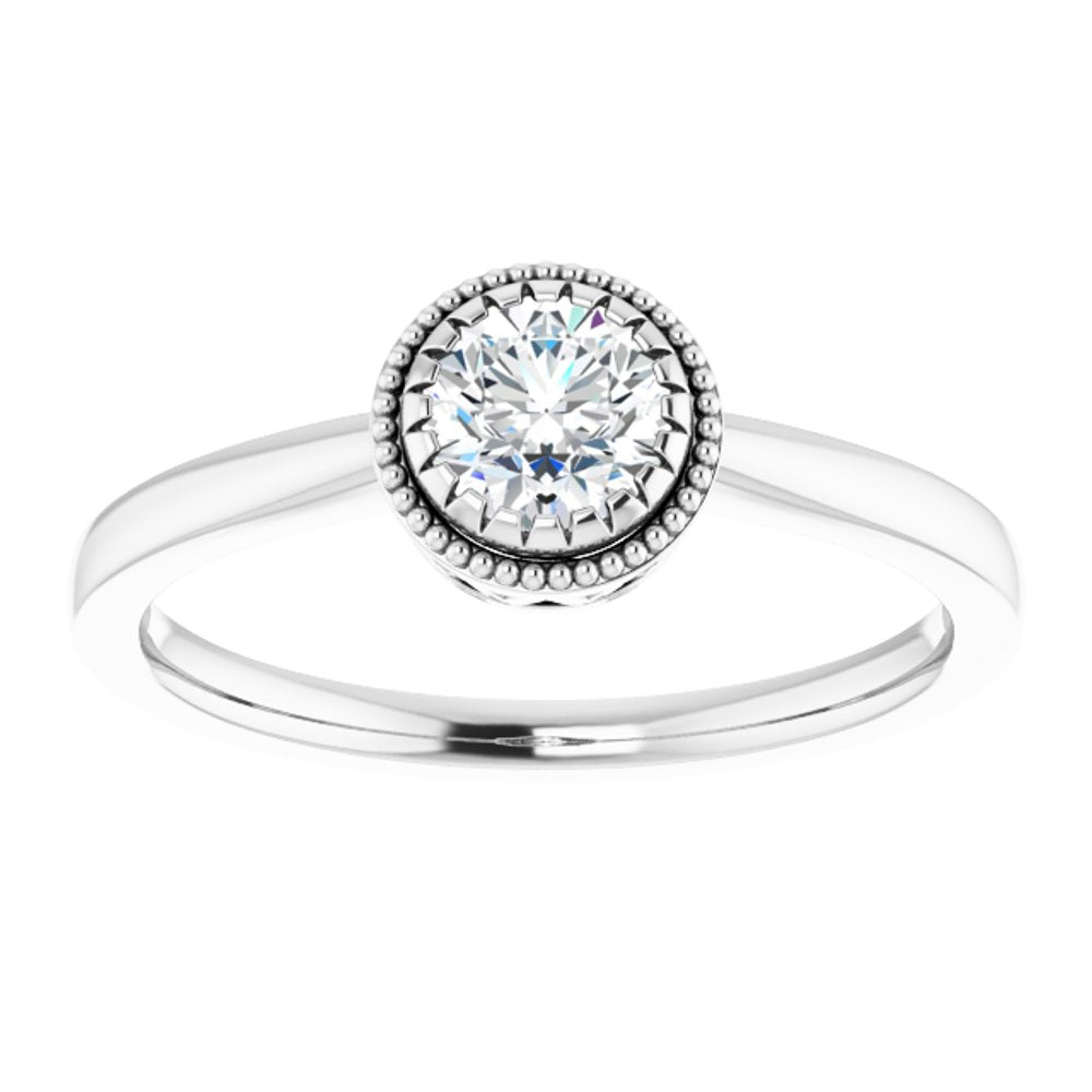 14K White Natural White Sapphire Ring