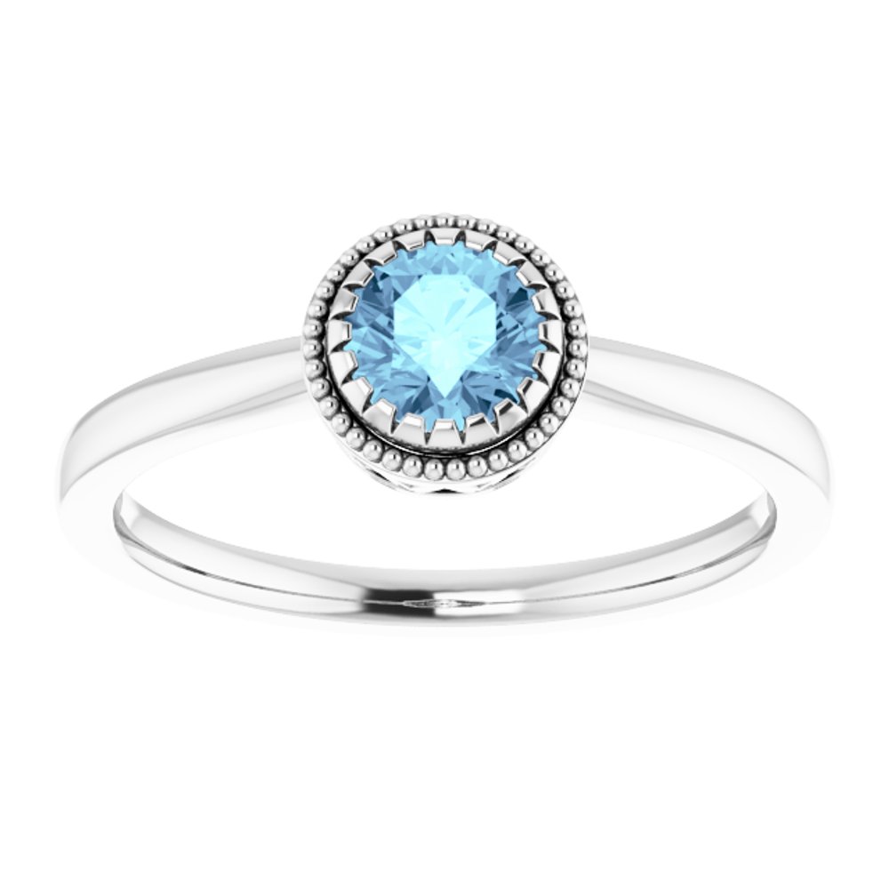 14K White Gold Natural Aquamarine Ring