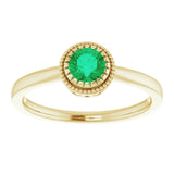 14K Yellow Natural Emerald Ring