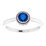 14K White Gold Natural Blue Sapphire Ring