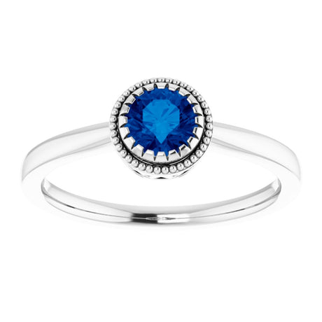 14K White Gold Natural Blue Sapphire Ring