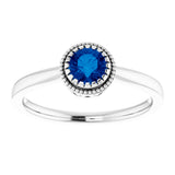 14K White Natural Blue Sapphire Ring