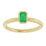 14K Yellow Gold Lab-Grown Emerald Stackable Ring
