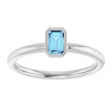 14K White Gold Natural Aquamarine Stackable Ring