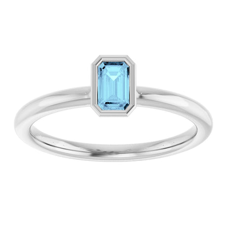 Sterling Silver Natural Aquamarine Stackable Ring