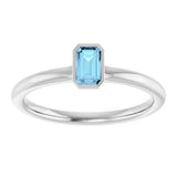 Sterling Silver Natural Aquamarine Stackable Ring