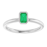 Sterling Silver Lab-Grown Emerald Stackable Ring