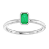 Sterling Silver Lab-Grown Emerald Stackable Ring