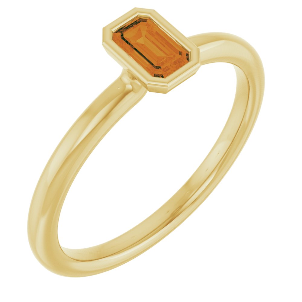 14K Yellow Gold Natural Citrine Stackable Ring